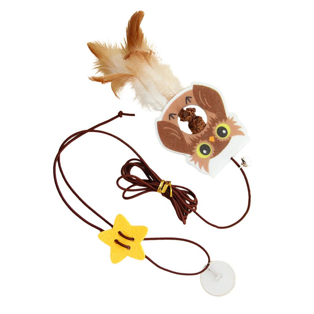 Einziehbares Katzenfeder-Spielzeug 2 m langes elastisches Seil Katzenminze enthalten leuchtende Farben zum Aufhängen an der Tür Katze