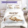 Conjunto de Roupa de Cama com Urso e Nome Personalizado 3 Peças Capa de Edredom com Fecho Inclui 1 Capa de Edredom e 2 Fronhas, Macio e Confortável para Todas as Estações.