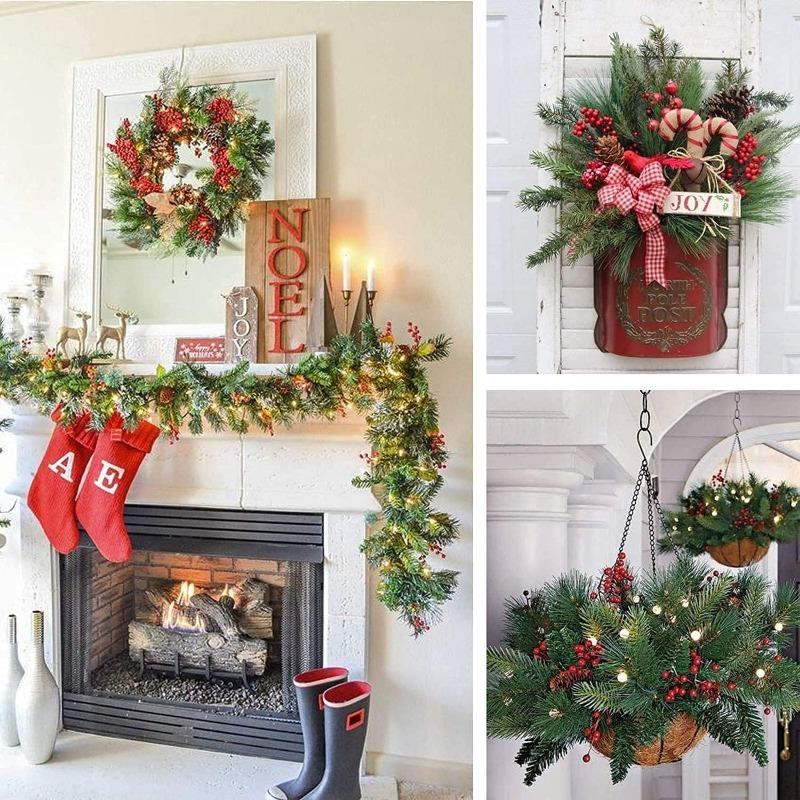 100/1 Stück Künstliche Rote Beerenstiele Kunststoff Weihnachts-Stechpalmenbeeren Zweige DIY Weihnachtsbaumschmuck Neujahrsparty Dekoration Geschenk
