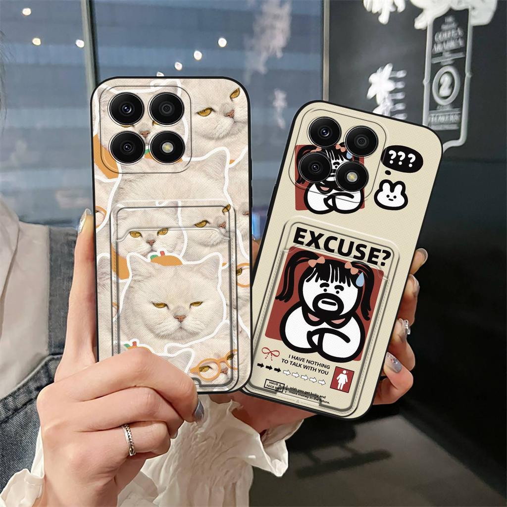 Shockproof Cartoon Phone Case For Honor X8a 4G Soft Case Cover Card Slot Silicone Protective Full Wrap Cute Back Cover