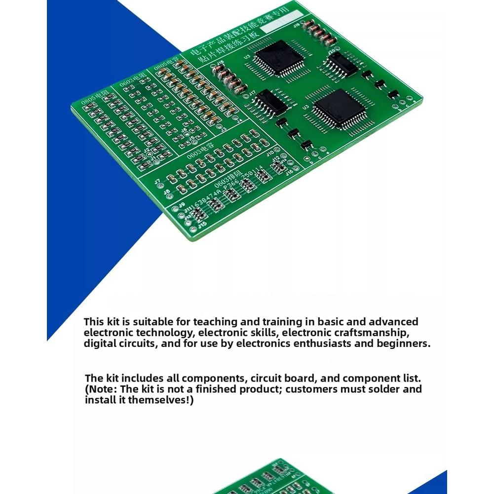 FOR SMD Soldering Practice Kit with 106 Components Including LQFP 44 and 14 Chips for Electronics Hands On Skill Improvement