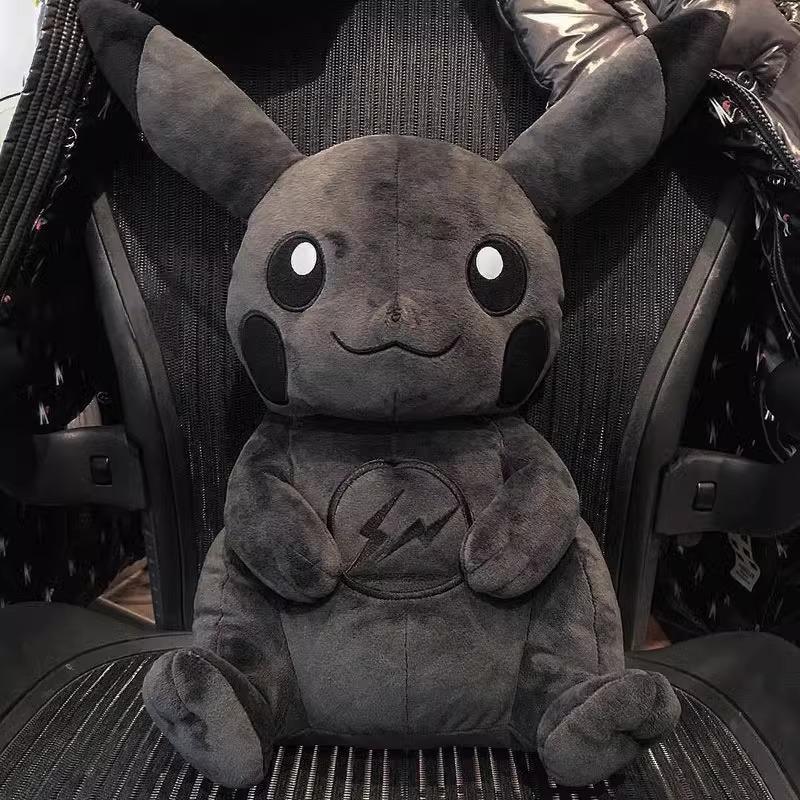 30CM X Fragment Anime Character Dark Pikachu Doll Kawaii Pop Doll Black Pikachu Pillow Birthday Gift Female