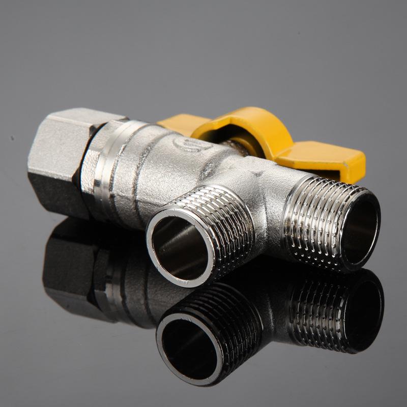 Copper Tee Ball Valve with Union Fitting for Water Diverter and Washing Machine Faucet.