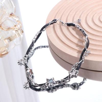 Metal Chain Star Pendant Bracelet Y2k Multilayer Hand Rope Punk Bracelet Necklace  Party