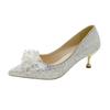 French Wedding Shoes Banquet Elegant High Heels New Temperament Sequined Crystal Shoes Pointed Head Shallow Mouth Stiletto Single Shoes