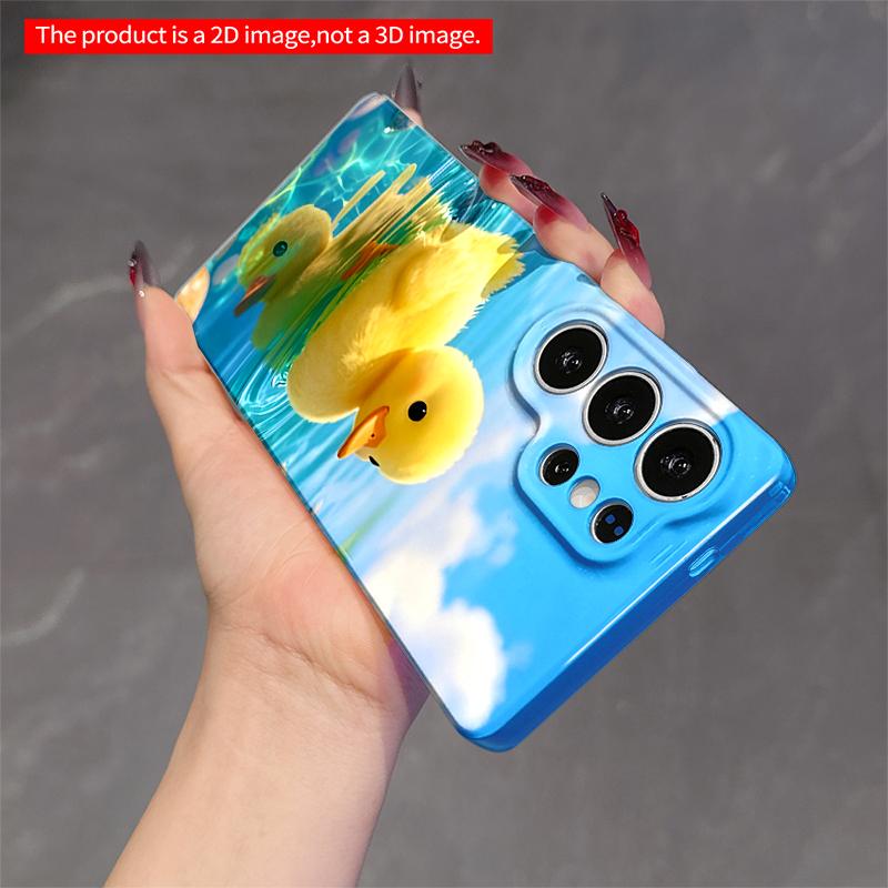 2DFlat Samsung phone case Cute Yellow Duck Swimming in Blue Water Applicable to Galaxy S23 S24 S25ULTRA S26 A12 A14 A15 A16 A54 A55
