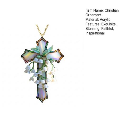 Hand-Painted Lily of The Valley Christian Ornament Acrylic Religious Floral Hanging Pendant for Living Room Easter Baptism Home Church Decor
