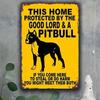 Vintage Pitbull Varning Plåttskylt Retro Garage Pub Dekor