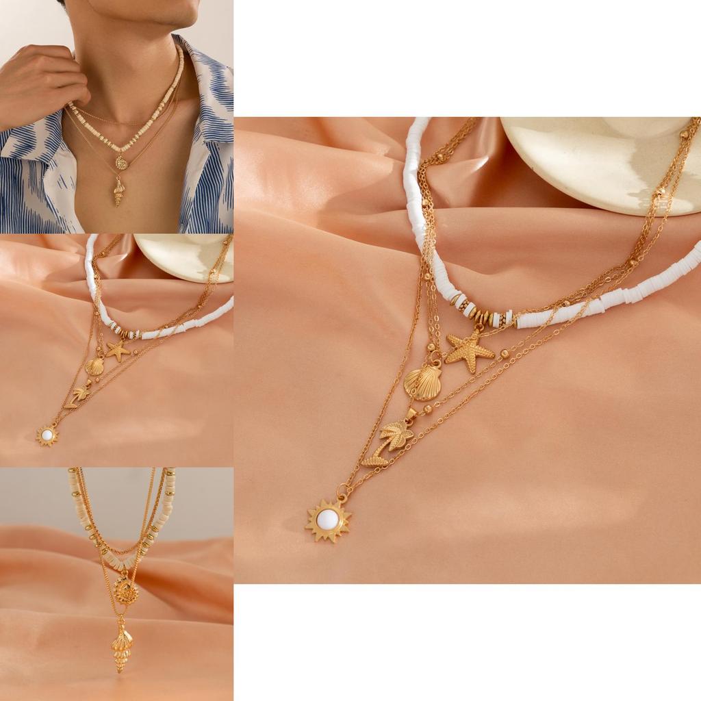 Eye-catching Alloys And Soft Clay Seashell Necklace For Fashionable Beach Vacations