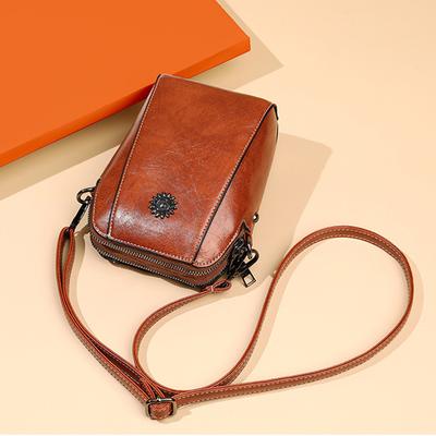 Women All-Match PU Leather Shoulder Bag Luxury Vertical Small Cellphone Bag Zipper Female Fashion Crossbody Wallet Phone Bag