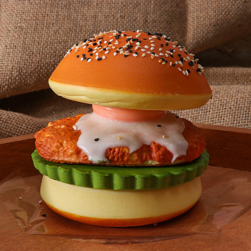 Big Burger Squishy Slow Rising Beef Hamburger Bread Squeeze Toy - Stress Release Hand Relax Toy Layered Slow Rebound