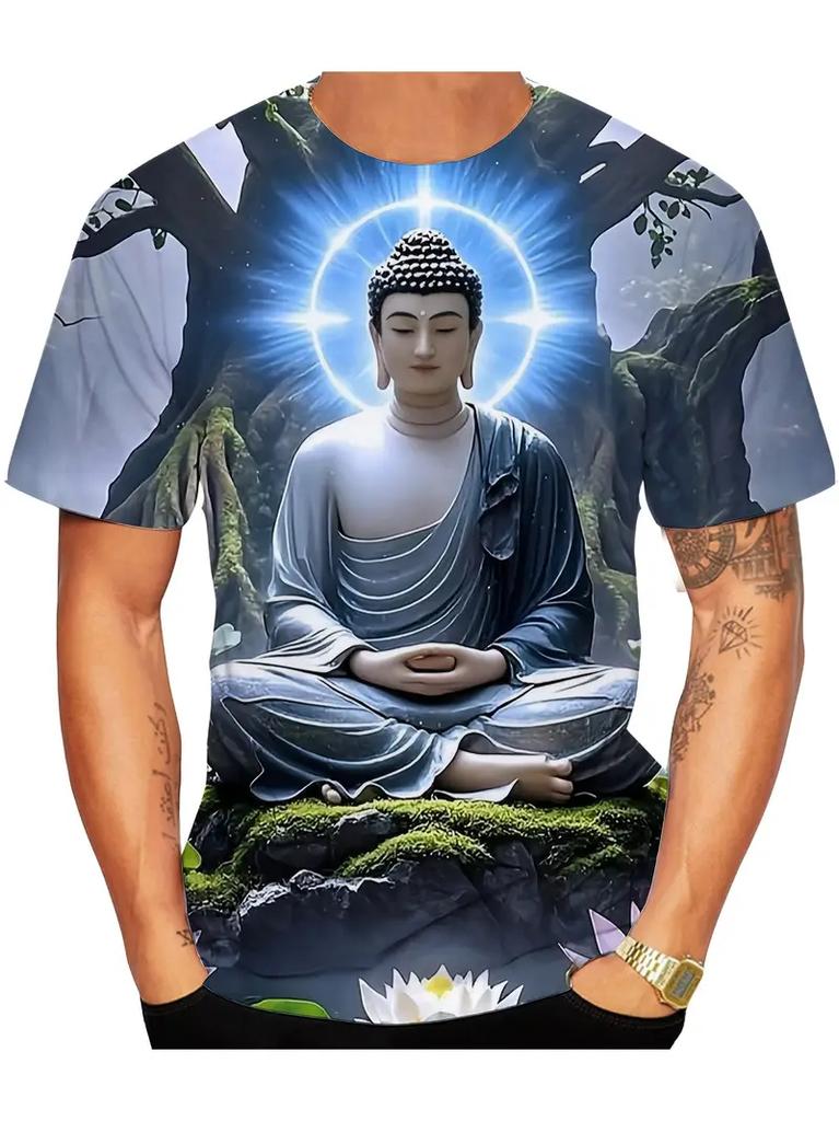 3D Print Buddha Shakyamuni Buddhist T Shirt Ancient India Spiritual Totem Kid Streetwear T-shirts Summer Fashion Mens Clothing