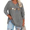 Spring And Summer Plus Size Women'S Fashion Pattern Easy Heart Print Casual V-Neck Long-Sleeved T-Shirt
