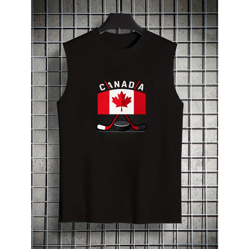 

Hockey Print Polyester Tank Top Breathable Moisture Wicking Athletic XXL чорний