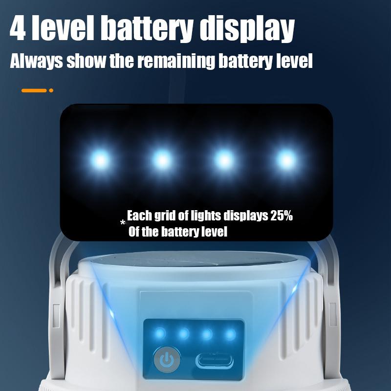 Solar Camping Lights Outdoor Waterproof Multifunctional Tent Flashlight Type-C And Solar Charge Atmosphere Light LED with Hook