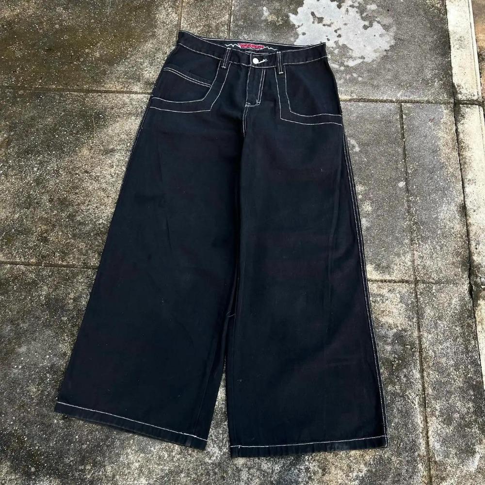 ZYLLO Hip Hop Y2k New Color Wexwear Embroidered Baggy Jeans Streetwear Jeans Men Women High Waist Wide Trouser Harajuku Black Pants