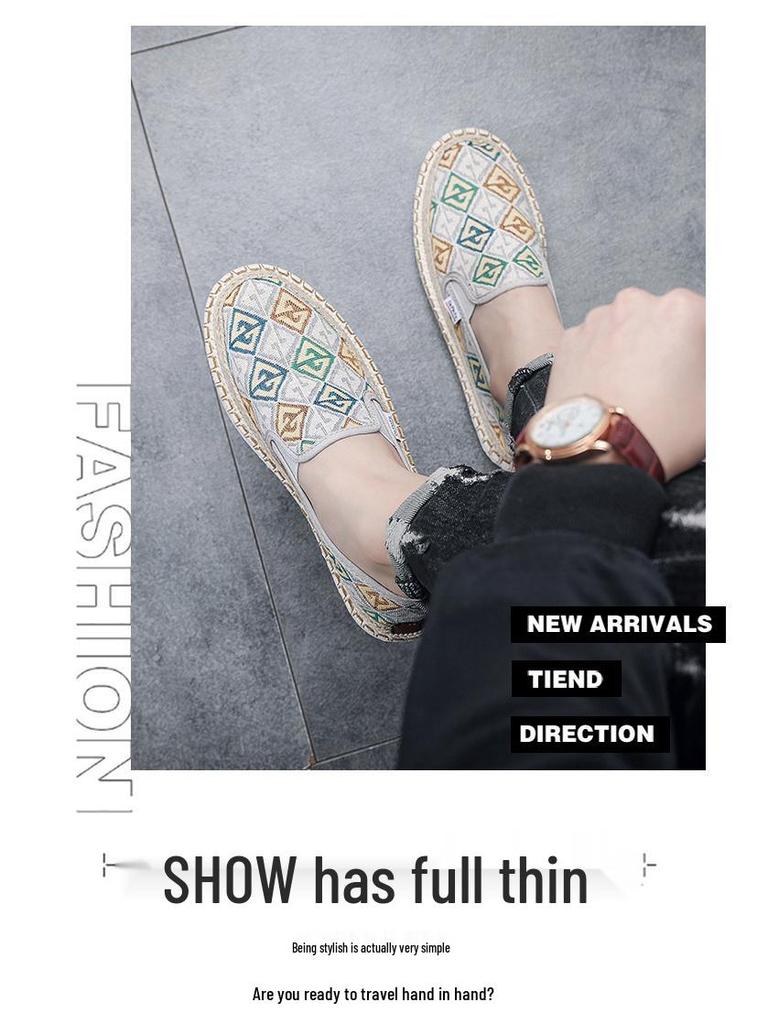 2025 Men's Summer Linen Slip-on Shoes: Trendy, Breathable Old Beijing Fisherman Style