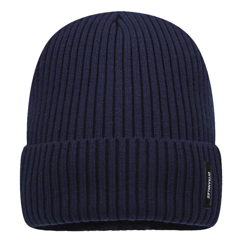 Gestrickte Mütze für Herren Damen Winter Wärme Winddicht Fleece Einfarbige Freizeitkleidung