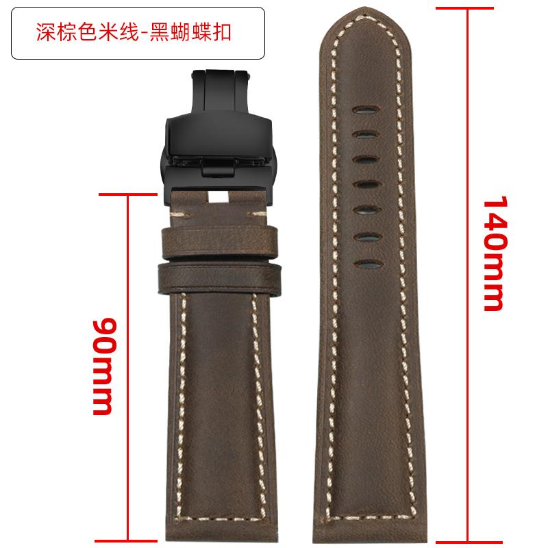 Extended matte crazy horse Frosted leather watchband 22m 24mm For Pam111 441 Hamilton Tissot Omega Casio men Vintage watch strap