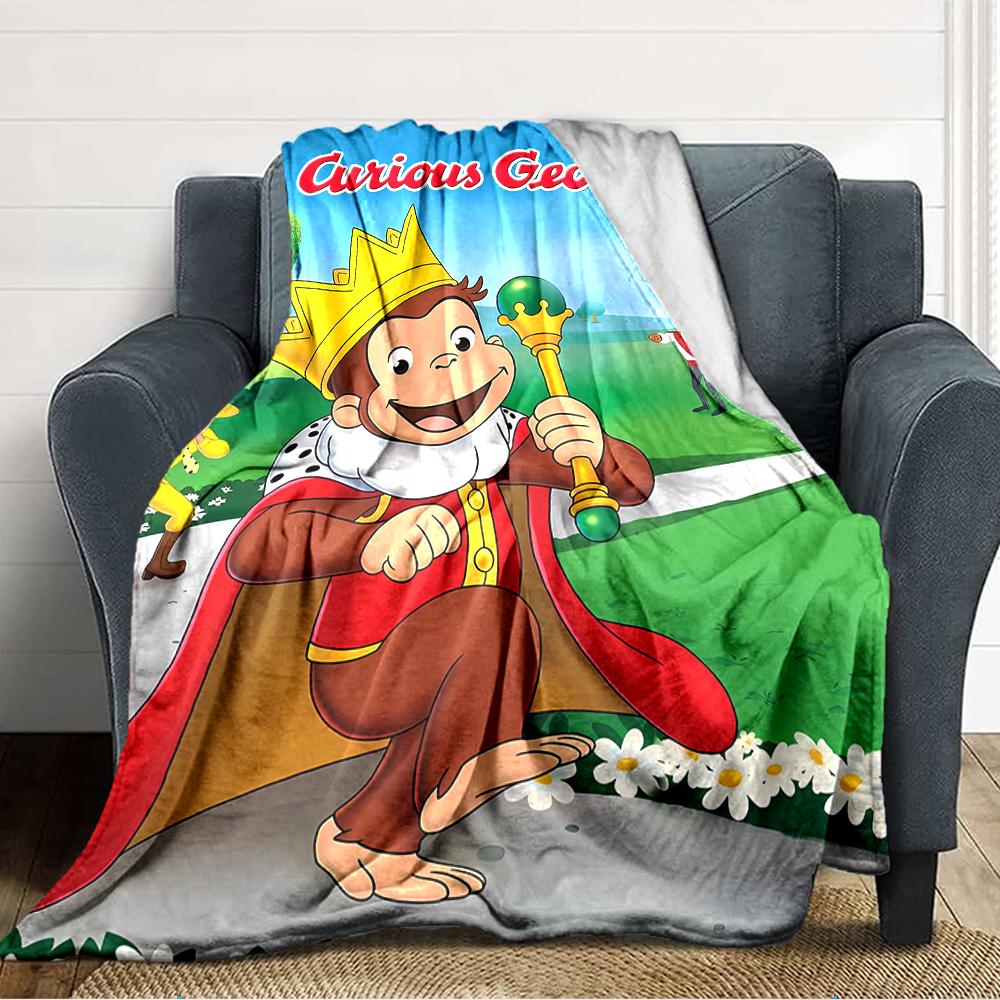 1pc Curious George (7) Blanket, Gift, for Men and Women, Soft Blanket, Good for Sofa Bed Couch Travel, Lightweight Flannel Blanket