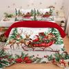 3PC Sled Elderly Duvet Cover Cute Elk Set Bedding Set (1Duvet Cover&2Pillowcases) Christmas Furniture Decor No Filler/Core