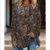 Plus Size Women Fashionable Personality  Leopard Printed Comfy Long Sleeve Round Collar T-shirt Casual Baggy Mid Length Tee Tops