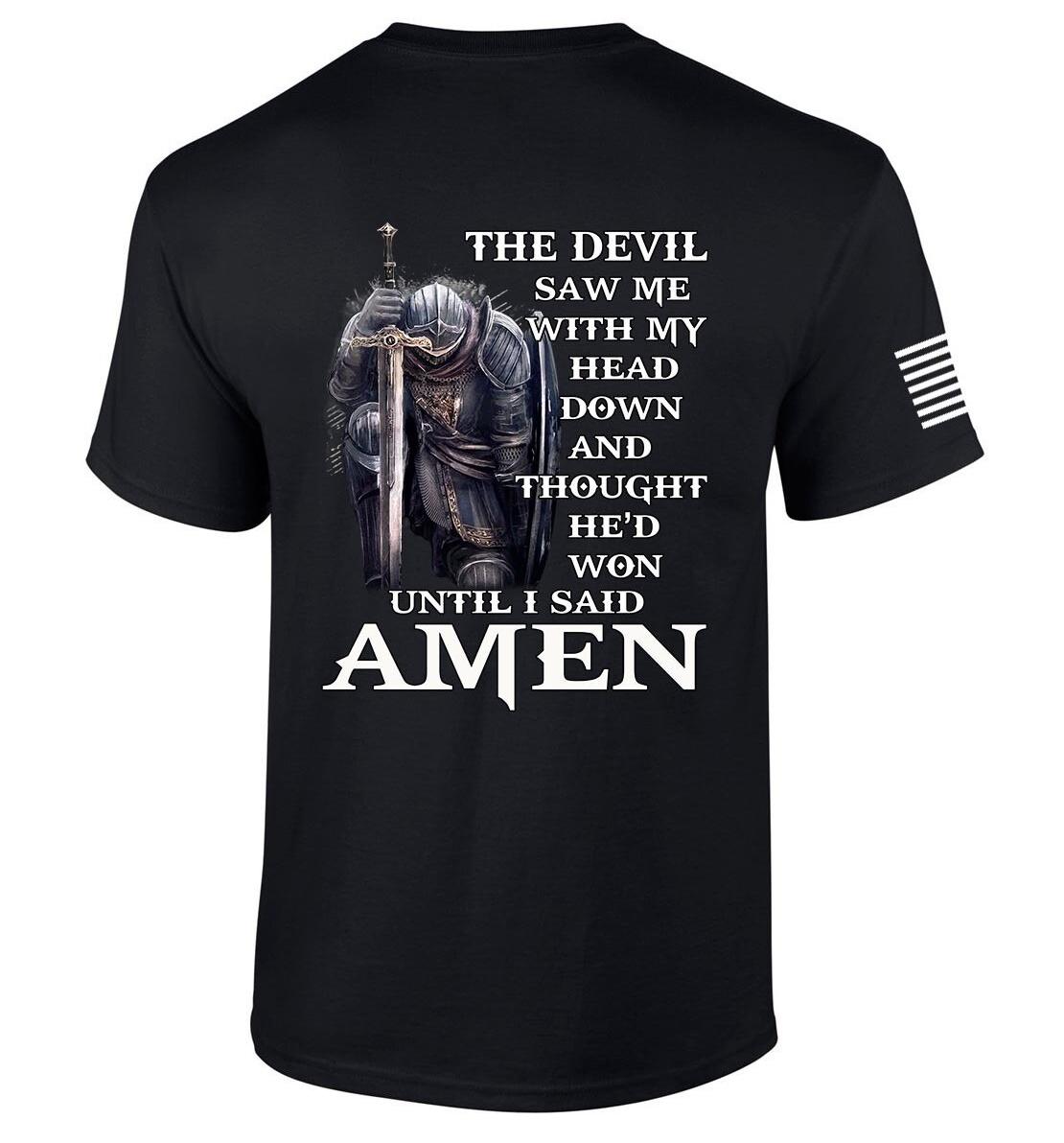 

Christian 3D printed mens and womens Tshirt shirt Devil Thought Hed Won short sleeved American retro street top clothing S
