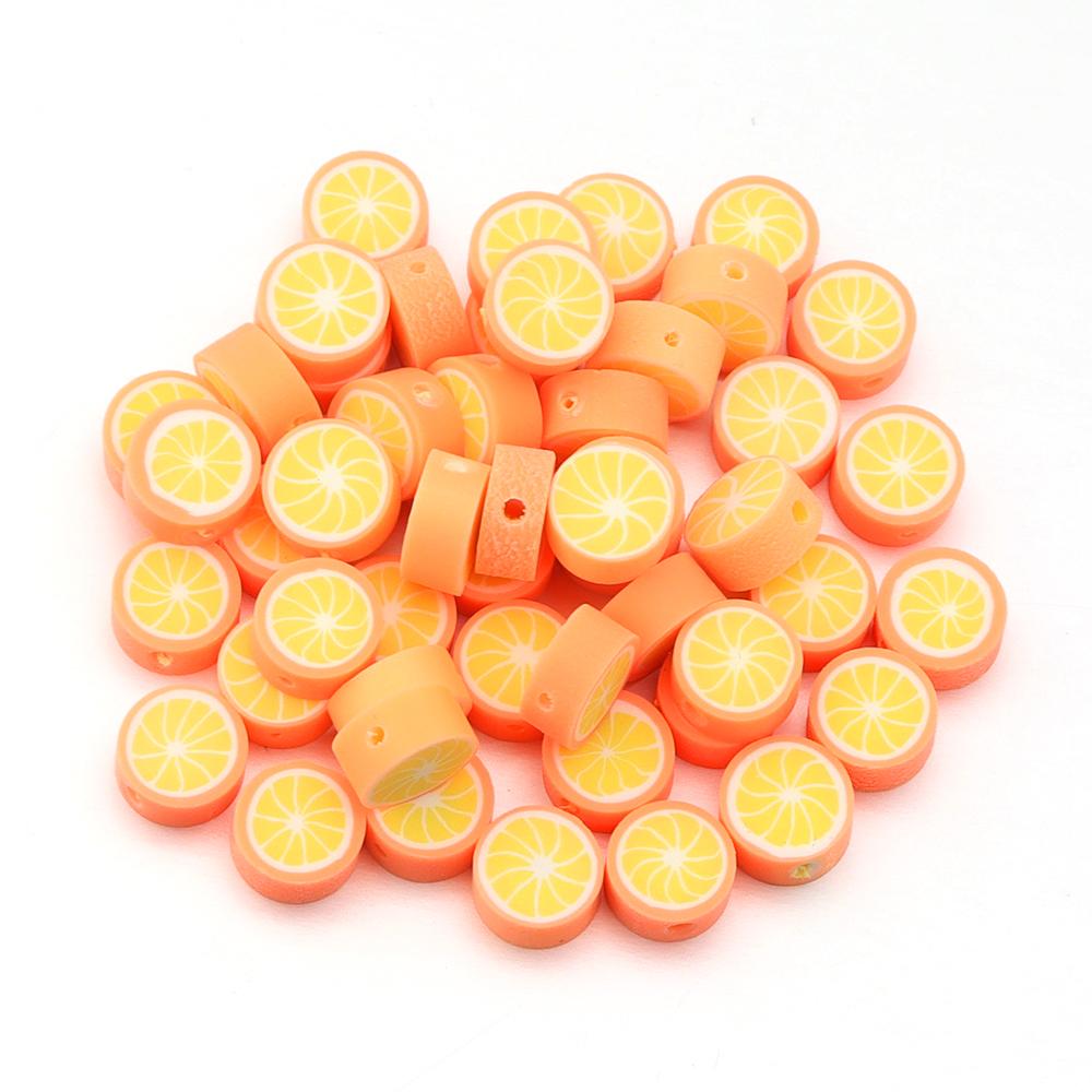 50pcs Fruit Soft Polymer Clay Beads Pottery Loose Spacer Beads For Jewelry Making DIY Bracelets Necklace Earrings Accessories