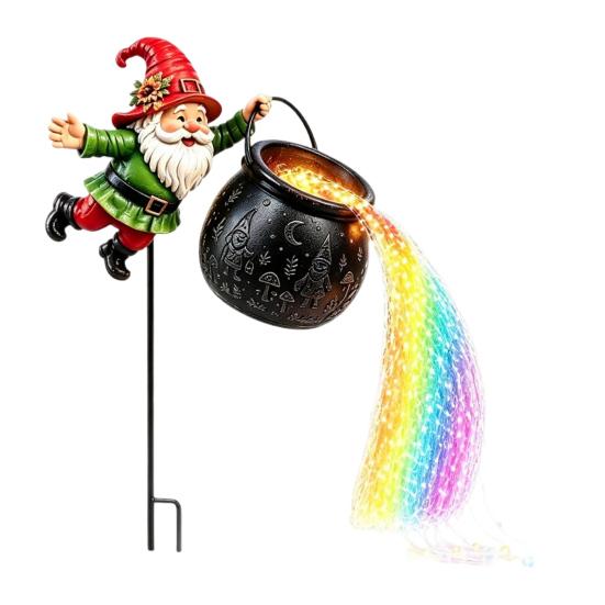 Solar-Weihnachts-Gartenleuchten Erdspießleuchte, Santa gießt fließende LED-Lichterketten, Bunte magische Strombetriebene Dekorationen Lichteffekt, Außenbereich