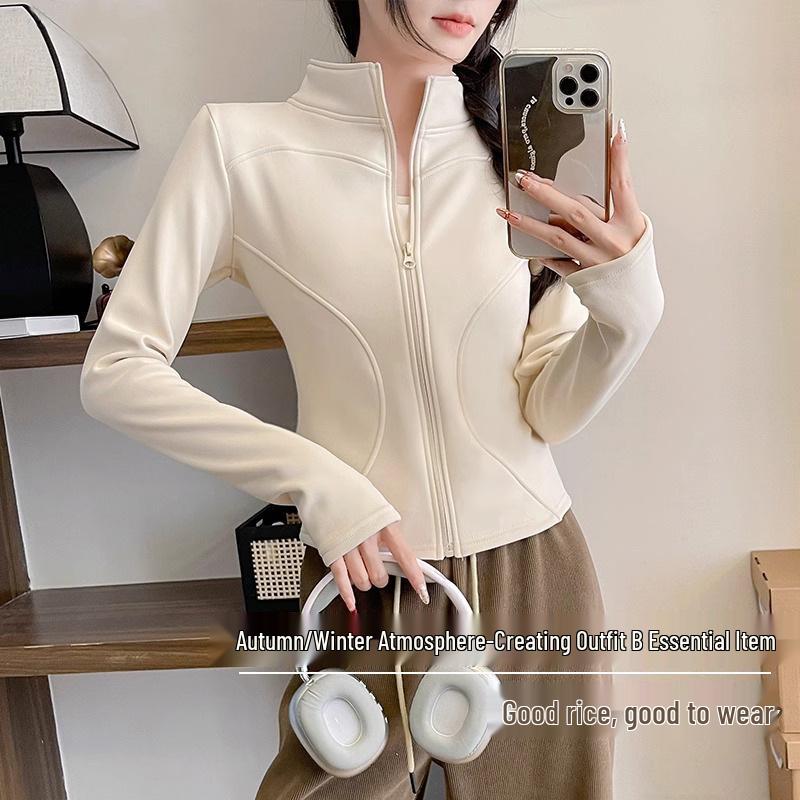 Women's Slim Fit Velvet-Lined Winter Pilates Yoga Jacket