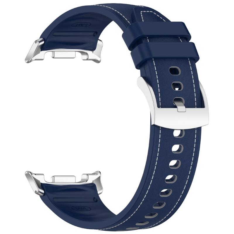Flexible Silicone Watch Band Straps With Leather Accent For 40mm 44mm 46mm Models Comfortable Daily Wear Gym To Office