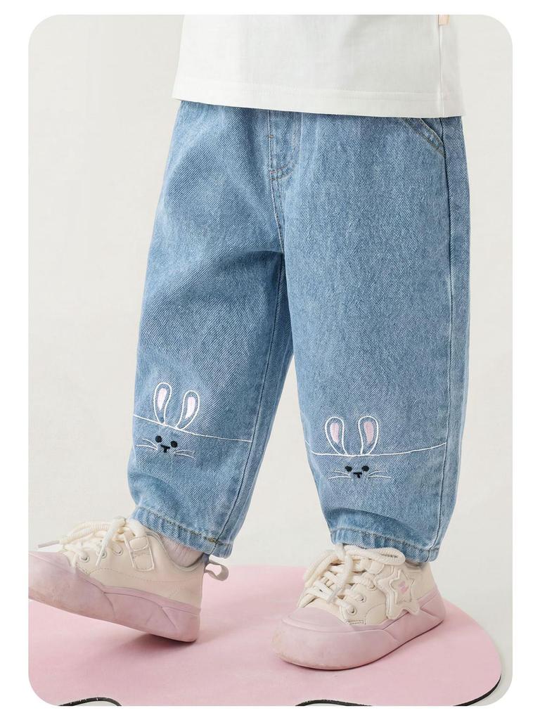 Kaka Panda Girls' Spring/Autumn Casual Jeans for Toddlers and Babies