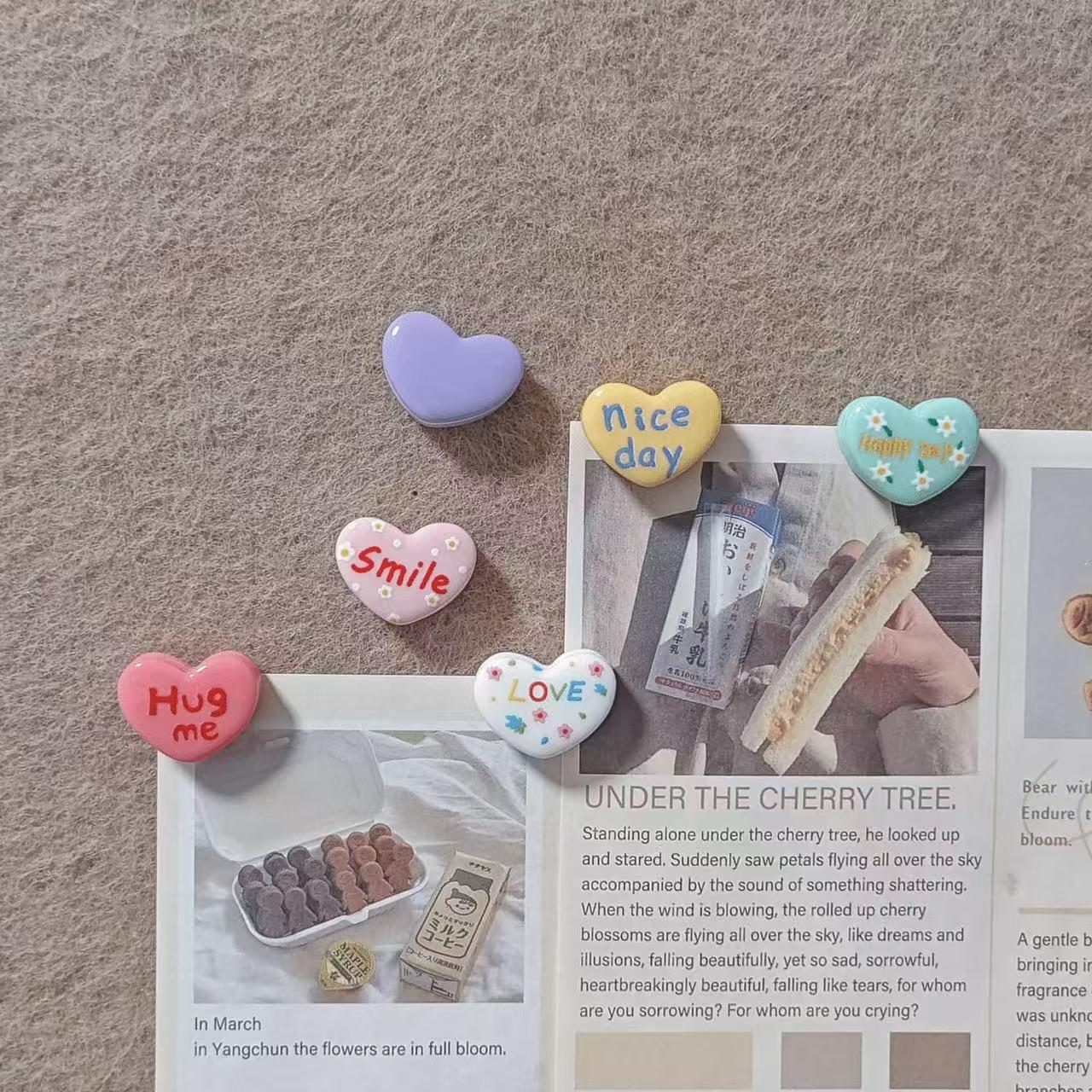 

Colorful Macaron Heart Felt Thumbtacks | Cute Handmade Pushpins for Photo Wall & Message Board 10 pieces/box