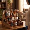 Wooden Liquor Bottle Display Shelf Detachable Heavy-Duty Kitchen Seasoning Stand Retro Style Rustic Liquor Cabinet