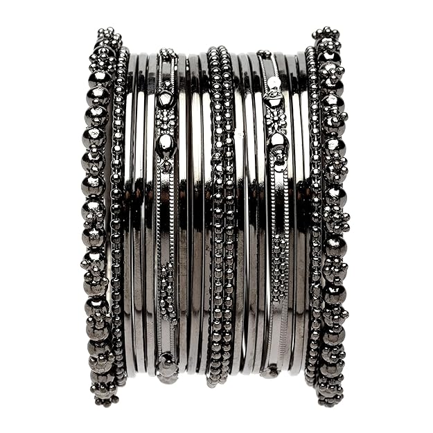Oxidised Silver-Plated Textured Bangles Jewellery Set for Girls and Women 2.4
