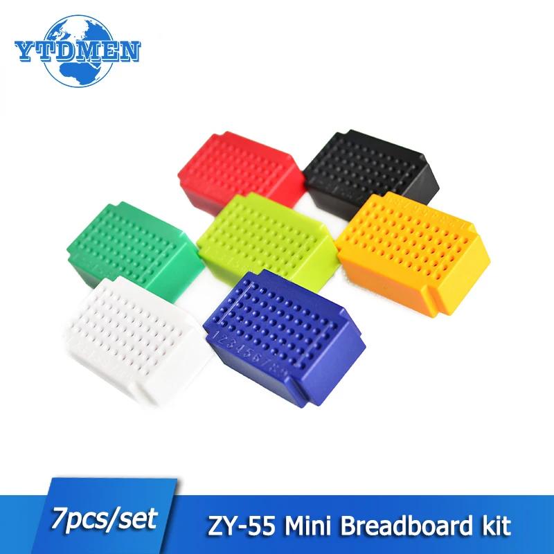 7PCS Mini Lötfreies Steckbrett ZY-25 ZY-55 Steckbrett Leiterplatte Testboards Lötfreies DIY Elektronik-Kit