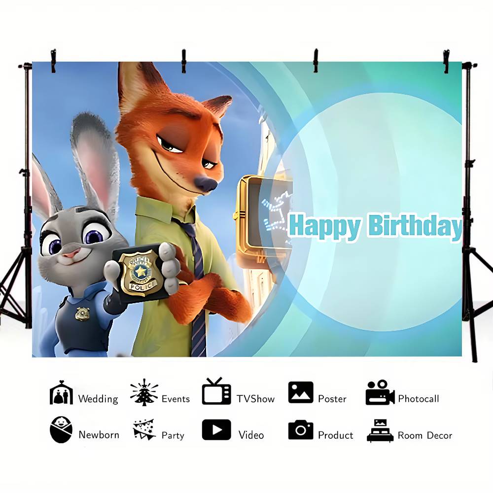 

ANIMEZootopiaSCartoon Animal Background Photography Party Bedroom Living Room Decoration Shooting Background Cloth 74x94cm(29x37in)