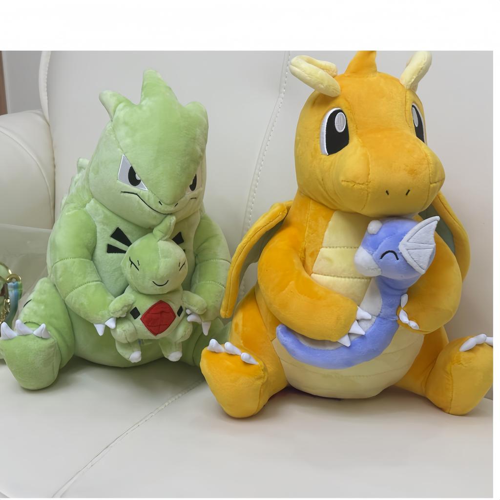 Pikachu Plush Charizard Dragonite Holding Dratini Stuffed Doll Peluches Tyranitar Cute Version Anime Peluche Toys Gifts