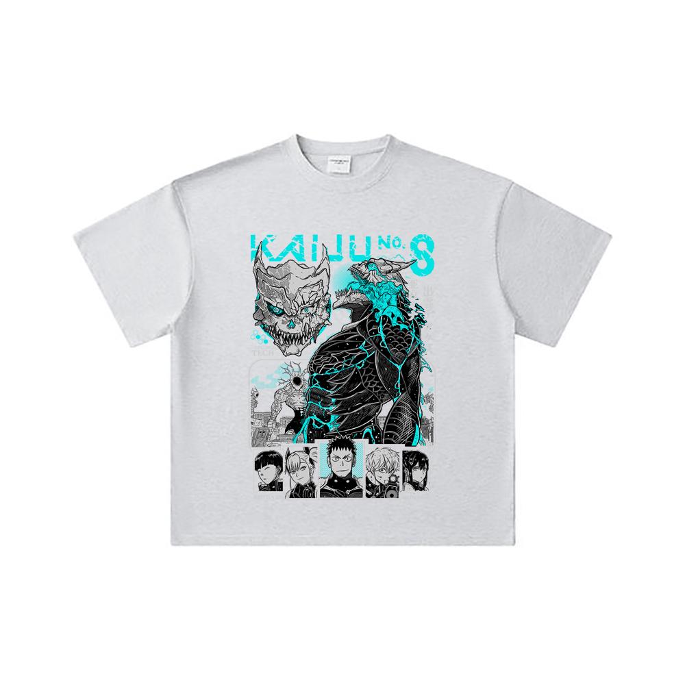 260 GSM Double Yarn 32 Count 100% Cotton Kaiju No 8 V1 Print Unisex Heavy Cotton T Shirt