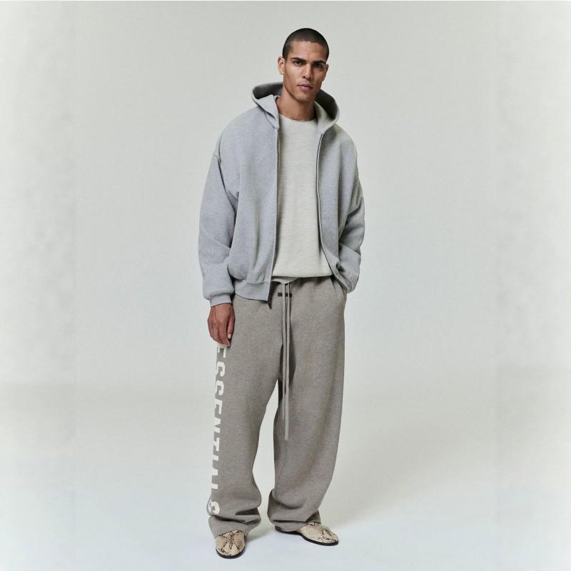 Essentials Hooded Zip-Up Sweatshirt Men Women Oversized Cotton Blend Fleece Lined Pullover Streetwear Style
