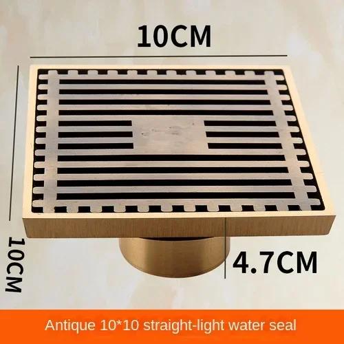 30cmx8cm Rectangle Brass Antique Brushed Carvd Drain Bathroom Drain Kitchen Shower Room Porch Waste Strainer Floor Drain