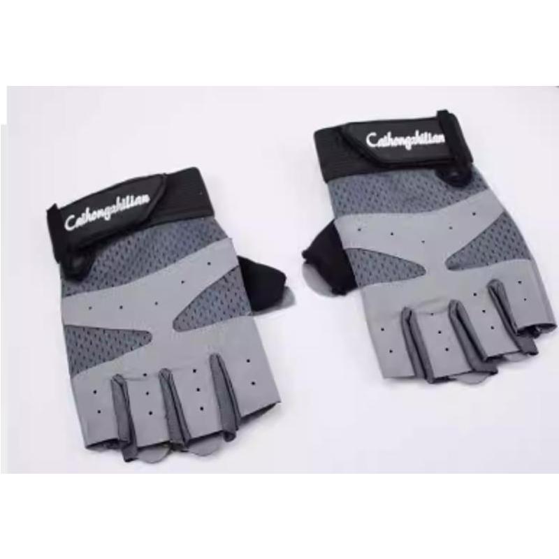 

New Children s Cycling Gloves Suitable Unisex Style Sweat-absorbing Fitness Sports Breath Mesh Fabric Half-finger Child Gloves M серый