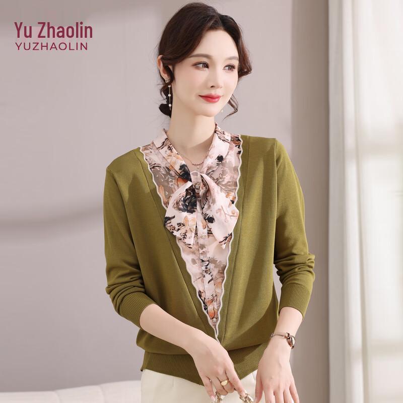 YUZHAOLIN Women s Floral Scarf Collar Cardigan L
