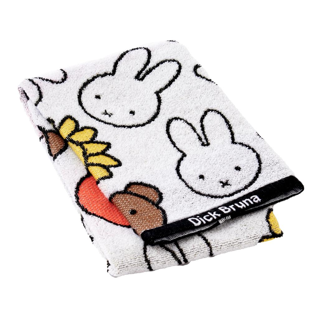 Nishikawa Miffy Face Jacquard Weave for a Soft Made In XT24138641 MF Face Towel, 34x80cm, Washable, 100% Cotton, Feel, Japan, White, DB4657, Friends,