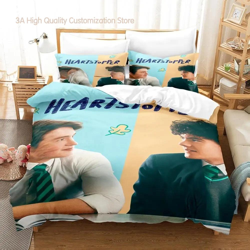 

Comforter New Heartstopper Bedding Set Single Twin Full Queen King Size Bed Set Aldult Boys Bedroom s 3D Summer Bed Comforter (quilt)-EU Single(135*200cm)3pcs