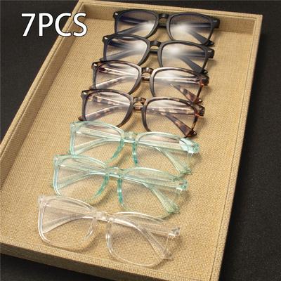 7PCS Reading Glasses Ultra-Light Reading Glasses for Men & Women - Stylish Square Frame Portable Design