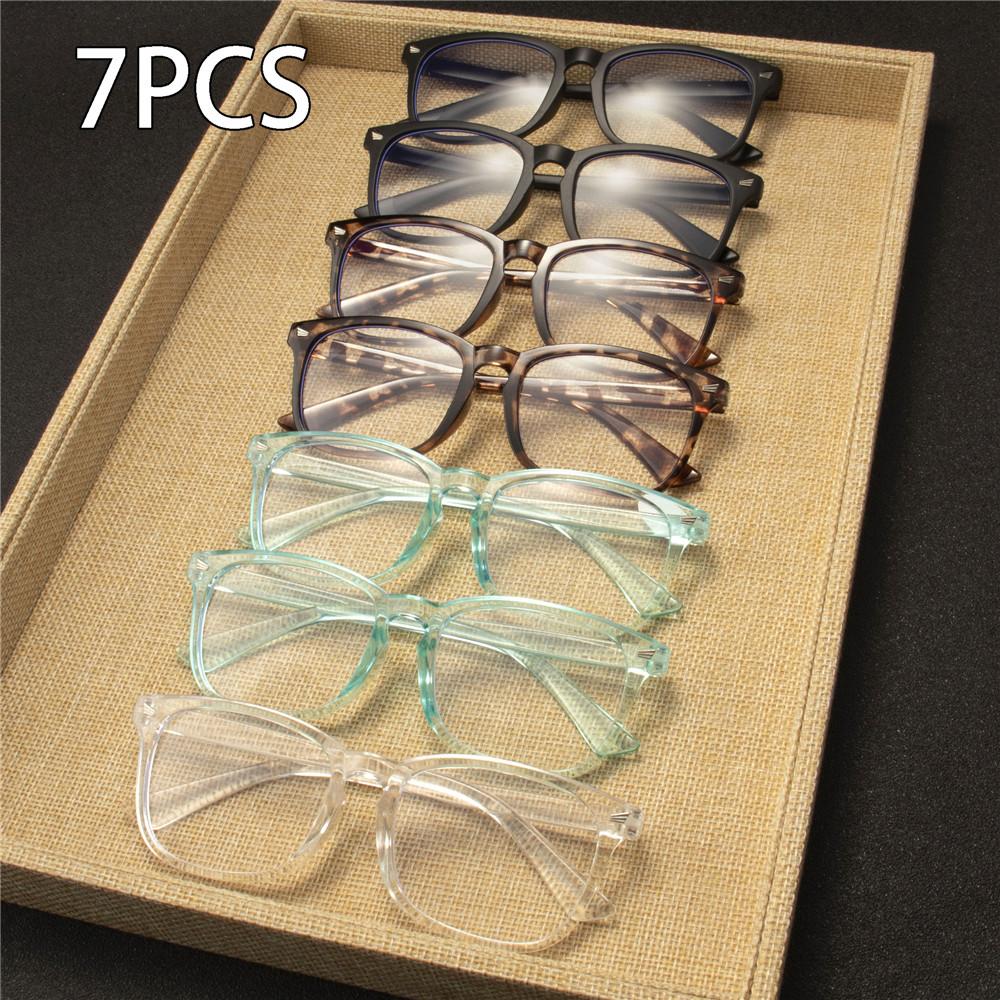 7PCS Reading Glasses Ultra-Light Reading Glasses for Men & Women - Stylish Square Frame Portable Design