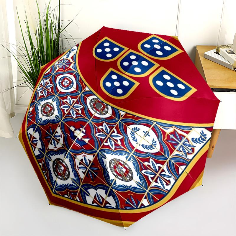 Royal Emblem Checkerboard Background Folding umbrella Umbrella travel light Umbrella Sun umbrella
