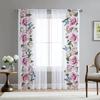 Romantic Rose Floral Yellow Flowers Voile Curtain Living Room Home Kitchen Green Leaves Butterfly Window Tulle With Sheer Polyester Perfect For