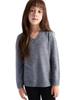 Girls' V-neck Wool Base Layer Sweater - Soft, Warm, Skin-friendly, Solid Color One-Piece Top